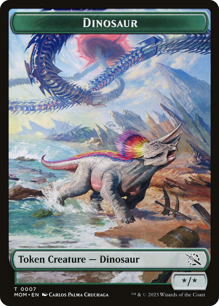 Elemental (09) // Dinosaur Double-Sided Token [March of the Machine Tokens] - Destination Retro