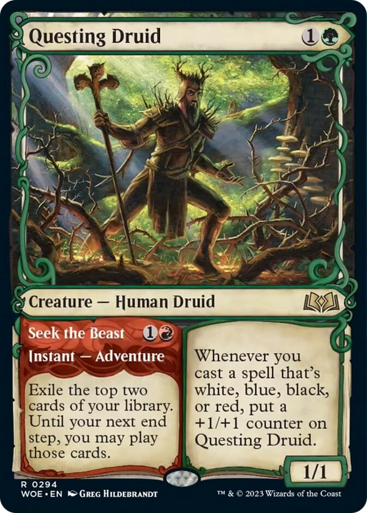 Questing Druid // Seek the Beast (Showcase) [Wilds of Eldraine] - Destination Retro