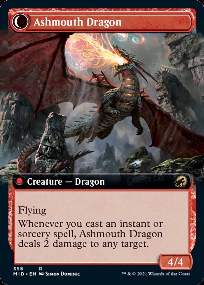 Smoldering Egg // Ashmouth Dragon (Extended Art) [Innistrad: Midnight Hunt] - Destination Retro
