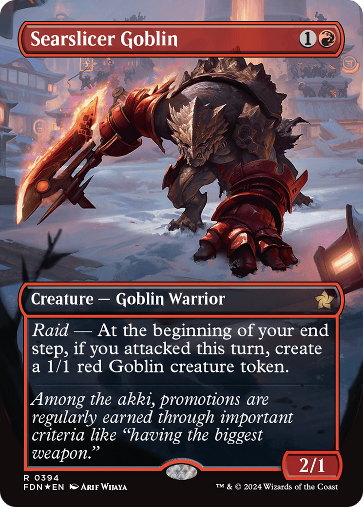 Searslicer Goblin (Borderless) (Mana Foil) [Foundations] - Destination Retro