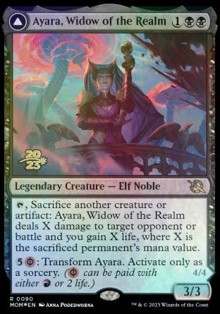 Ayara, Widow of the Realm // Ayara, Furnace Queen [March of the Machine Prerelease Promos] - Destination Retro
