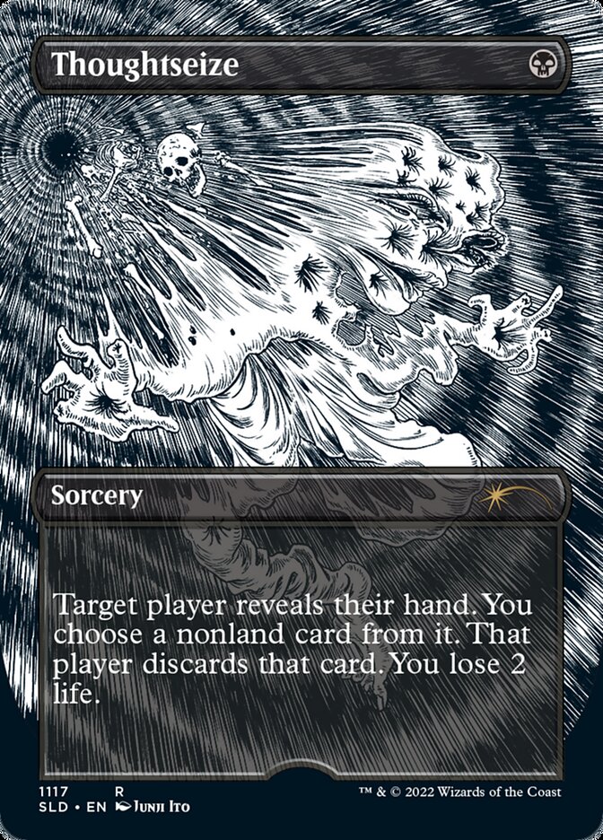 Thoughtseize (Borderless Etched Foil) [Secret Lair Drop Series] - Destination Retro