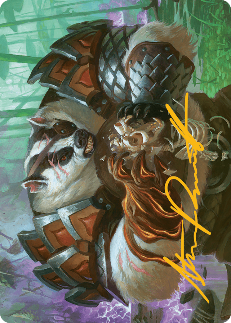 Hugs, Grisly Guardian Art Card (Gold-Stamped Signature) [Bloomburrow Art Series] - Destination Retro