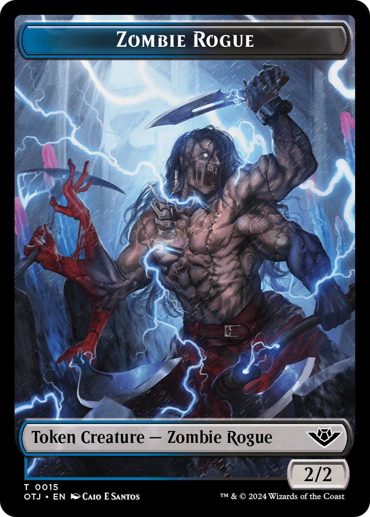 Treasure // Zombie Rogue Double-Sided Token [Outlaws of Thunder Junction Tokens] - Destination Retro