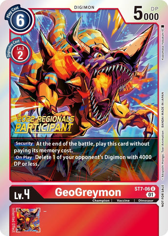 GeoGreymon [ST7-06] (2022 Championship Offline Regional) (Online Participant) [Starter Deck: Gallantmon Promos] - Destination Retro