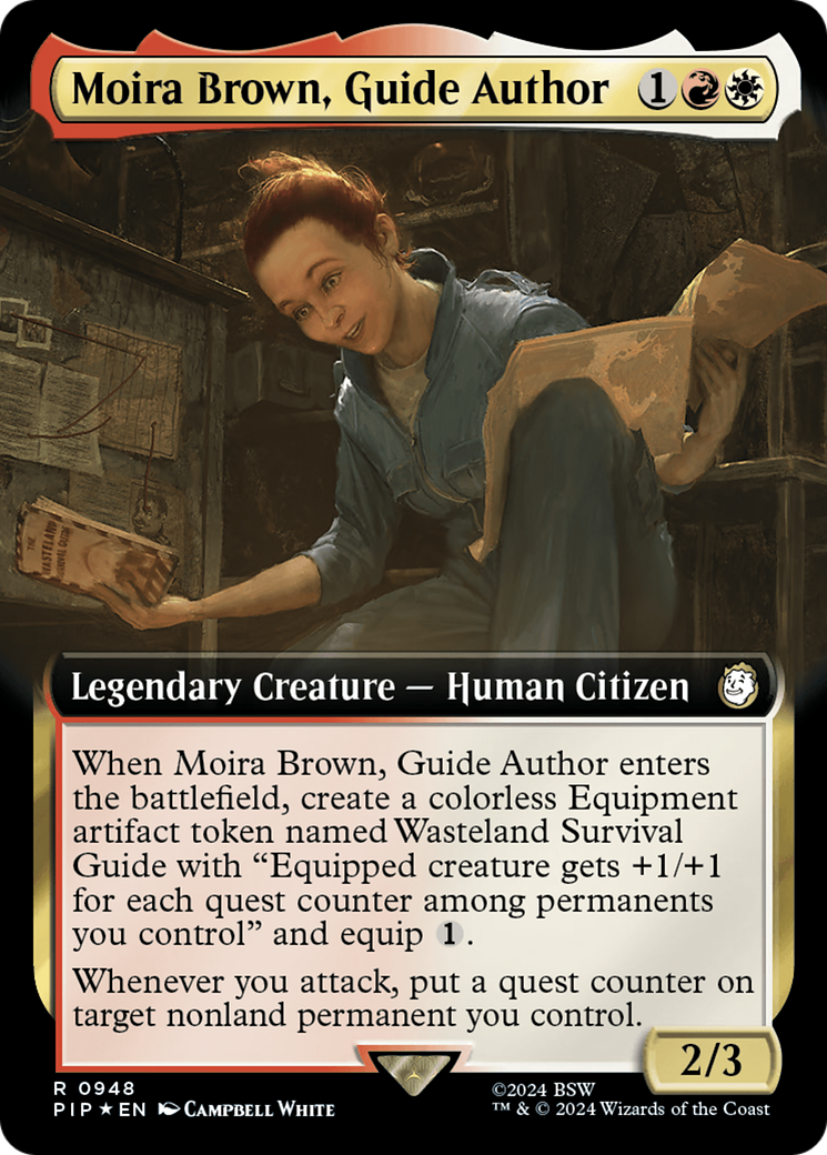 Moira Brown, Guide Author (Extended Art) (Surge Foil) [Fallout] - Destination Retro