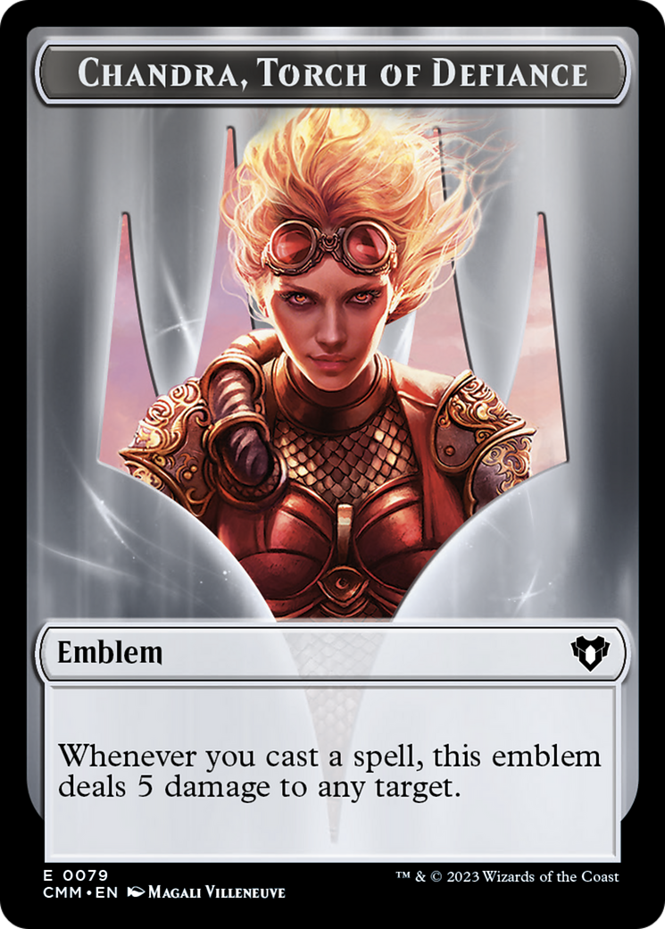 Chandra, Torch of Defiance Emblem // Wizard Double-Sided Token [Commander Masters Tokens] - Destination Retro