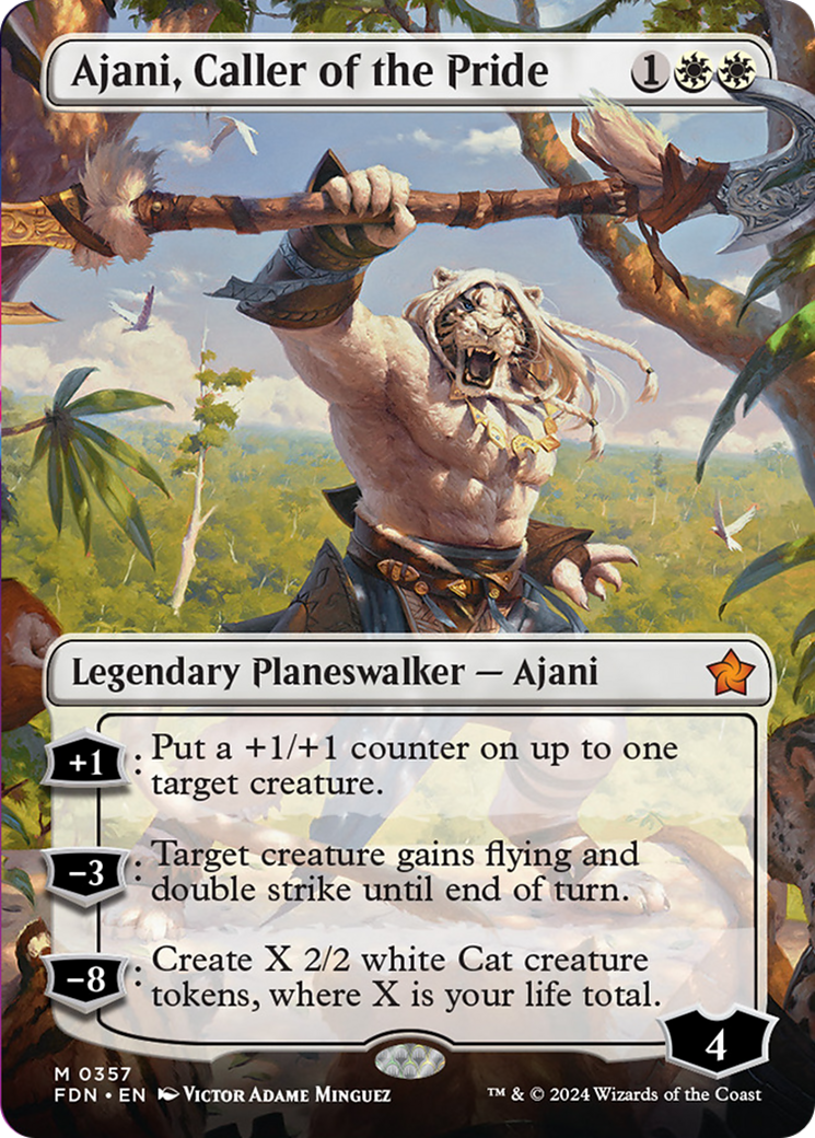 Ajani, Caller of the Pride (Borderless) [Foundations] - Destination Retro