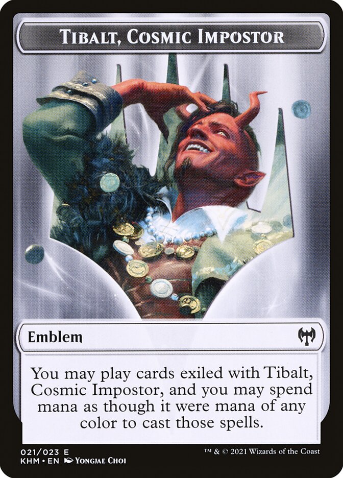 Human Warrior // Tibalt, Cosmic Impostor Emblem Double-Sided Token [Kaldheim Tokens] - Destination Retro