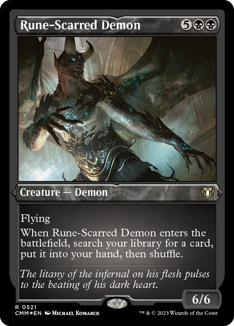 Rune-Scarred Demon (Foil Etched) [Commander Masters] - Destination Retro