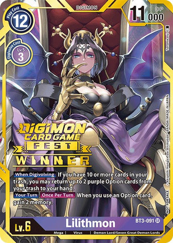 Lilithmon [BT3-091] (Digimon Card Game Fest 2022 Winner) [Release Special Booster Promos] - Destination Retro