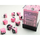 SUPPLIES - DICE - CHX 26830 - GEMINI 36D6 BLACK-PINK/WHITE 12MM - Destination Retro