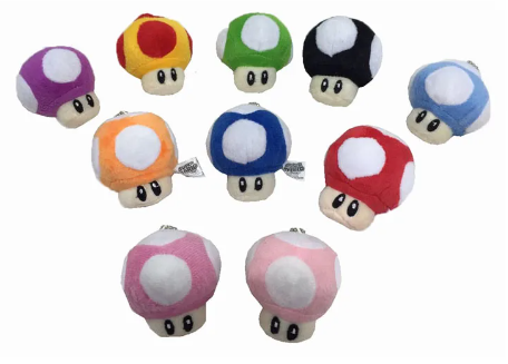 PLUSH - MUSHROOM KEYCHAIN (ASSORTED) - SUPER MARIO - Destination Retro