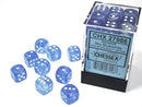 SUPPLIES - DICE - CHX 27986 - BOREALIS 36D6 SKY BLUE/WHITE 12MM - Destination Retro