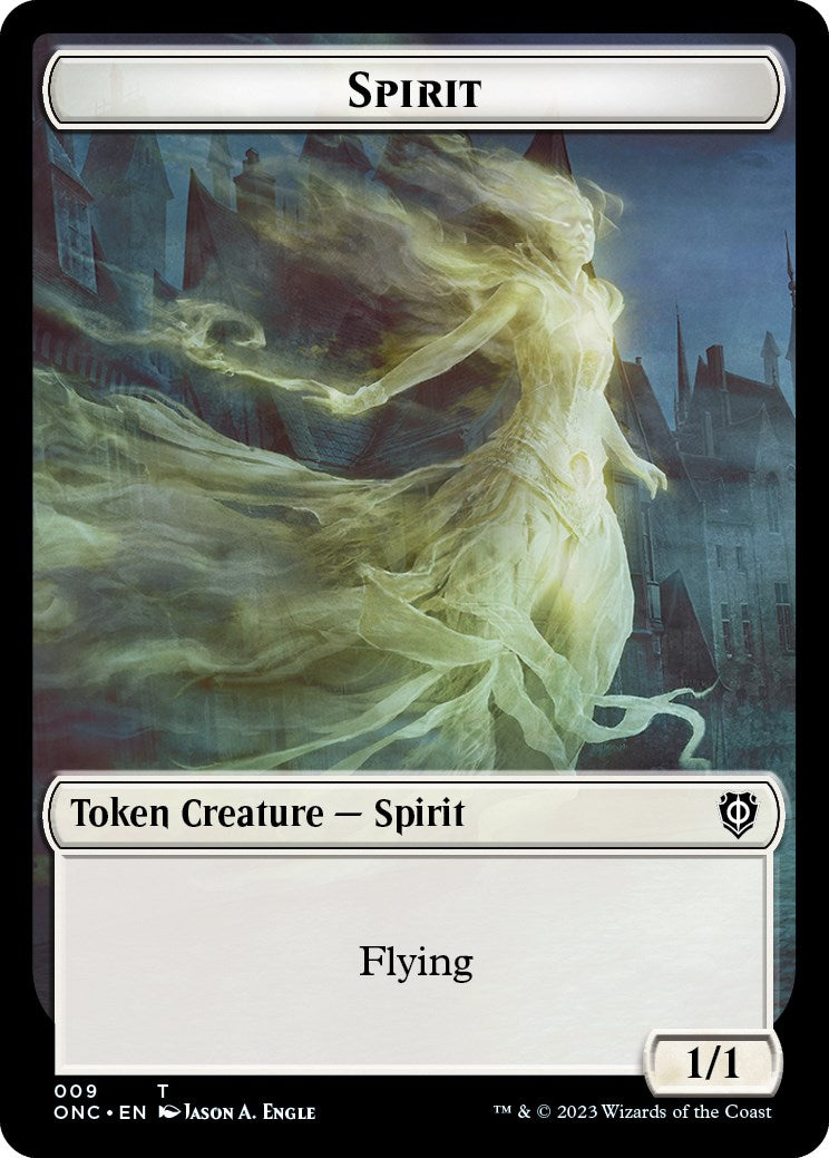 Human // Spirit Double-Sided Token [Phyrexia: All Will Be One Commander Tokens] - Destination Retro