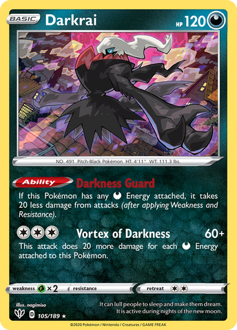 Darkrai (105/189) (Cosmos Holo) [Sword & Shield: Darkness Ablaze] - Destination Retro