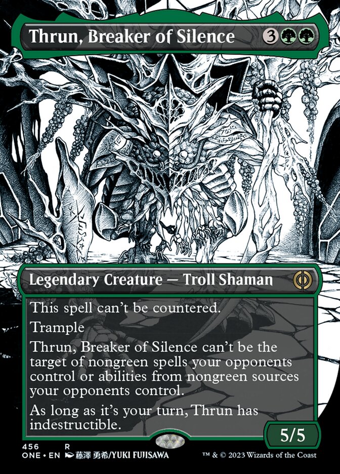 Thrun, Breaker of Silence (Borderless Manga Step-and-Compleat Foil) [Phyrexia: All Will Be One] - Destination Retro