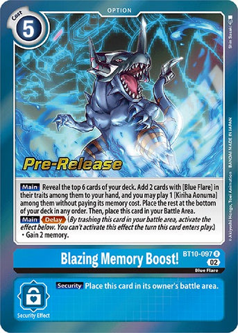 Blazing Memory Boost! [BT10-097] [Xros Encounter Pre-Release Cards] - Destination Retro