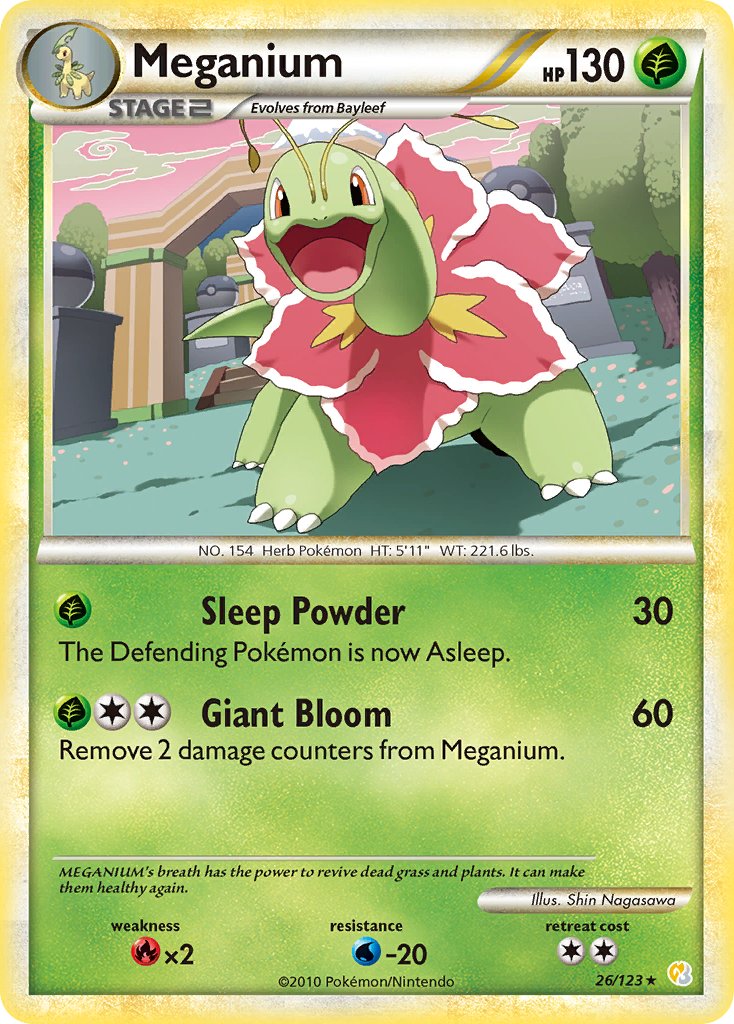 Meganium (26/123) (Theme Deck Exclusive) [HeartGold & SoulSilver: Base Set] - Destination Retro