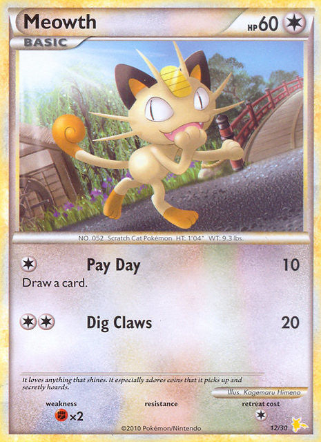 Meowth (12/30) [HeartGold & SoulSilver: Trainer Kit - Gyarados & Raichu] - Destination Retro