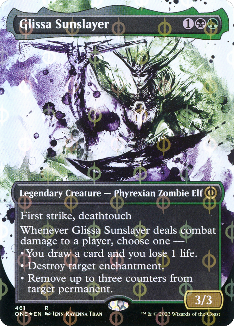 Glissa Sunslayer (Borderless Ichor Step-and-Compleat Foil) [Phyrexia: All Will Be One] - Destination Retro
