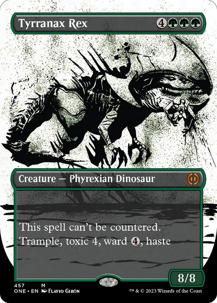 Tyrranax Rex (Borderless Ichor Step-and-Compleat Foil) [Phyrexia: All Will Be One] - Destination Retro