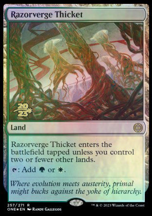Razorverge Thicket [Phyrexia: All Will Be One Prerelease Promos] - Destination Retro