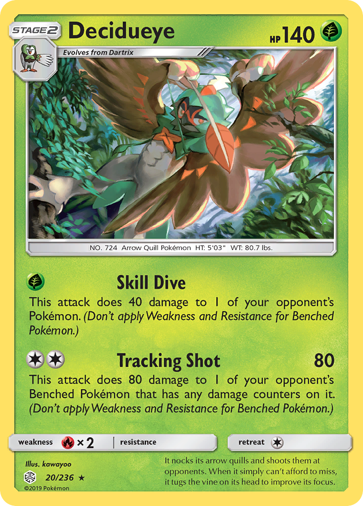 Decidueye (20/236) [Sun & Moon: Cosmic Eclipse] - Destination Retro