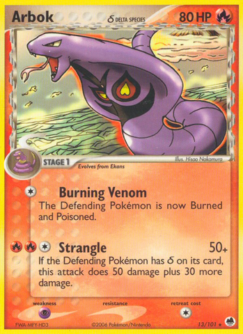 Arbok (13/101) (Delta Species) [EX: Dragon Frontiers] - Destination Retro