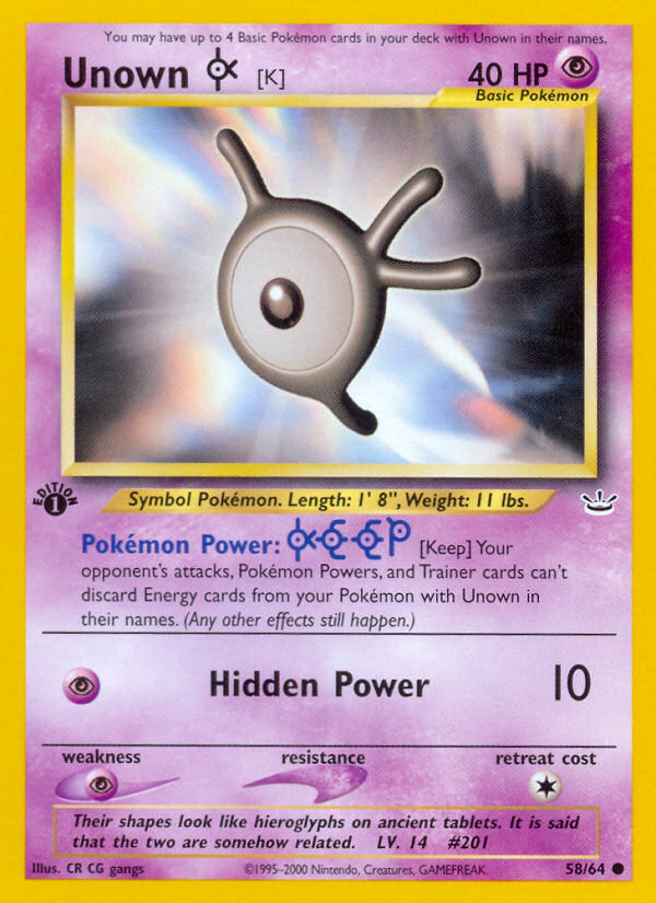 Unown [K] (58/64) [Neo Revelation 1st Edition] - Destination Retro
