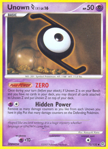 Unown Z (72/132) [Diamond & Pearl: Secret Wonders] - Destination Retro