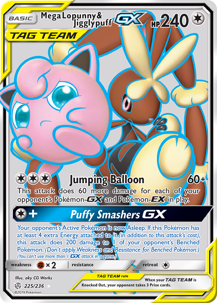 Mega Lopunny & Jigglypuff GX (225/236) [Sun & Moon: Cosmic Eclipse] - Destination Retro