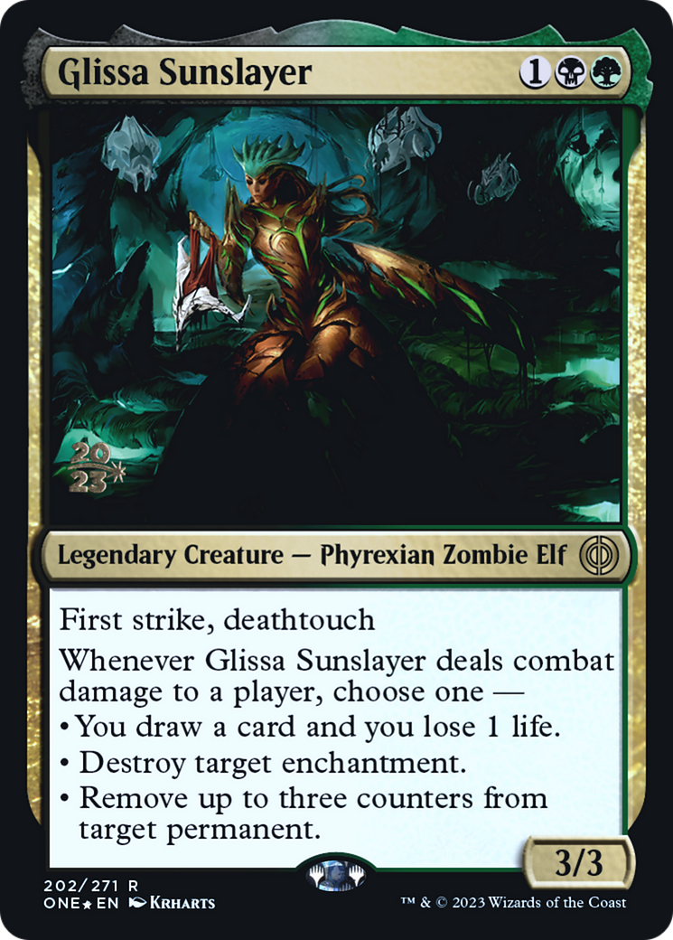 Glissa Sunslayer [Phyrexia: All Will Be One Prerelease Promos] - Destination Retro
