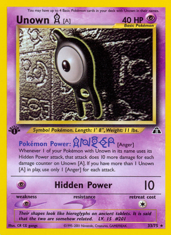 Unown [A] (33/75) [Neo Discovery 1st Edition] - Destination Retro