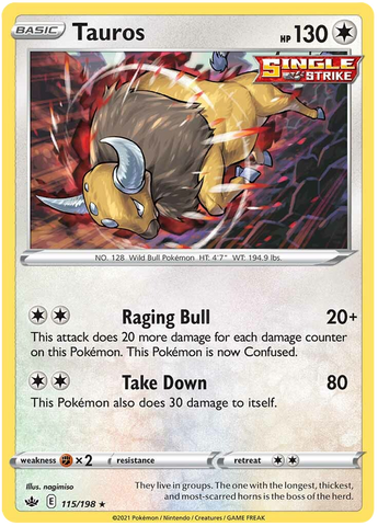 Tauros (115/198) [Sword & Shield: Chilling Reign] - Destination Retro