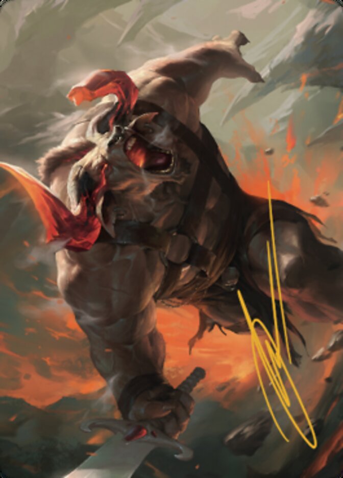 Furious Bellow Art Card (Gold-Stamped Signature) [Dominaria United Art Series] - Destination Retro