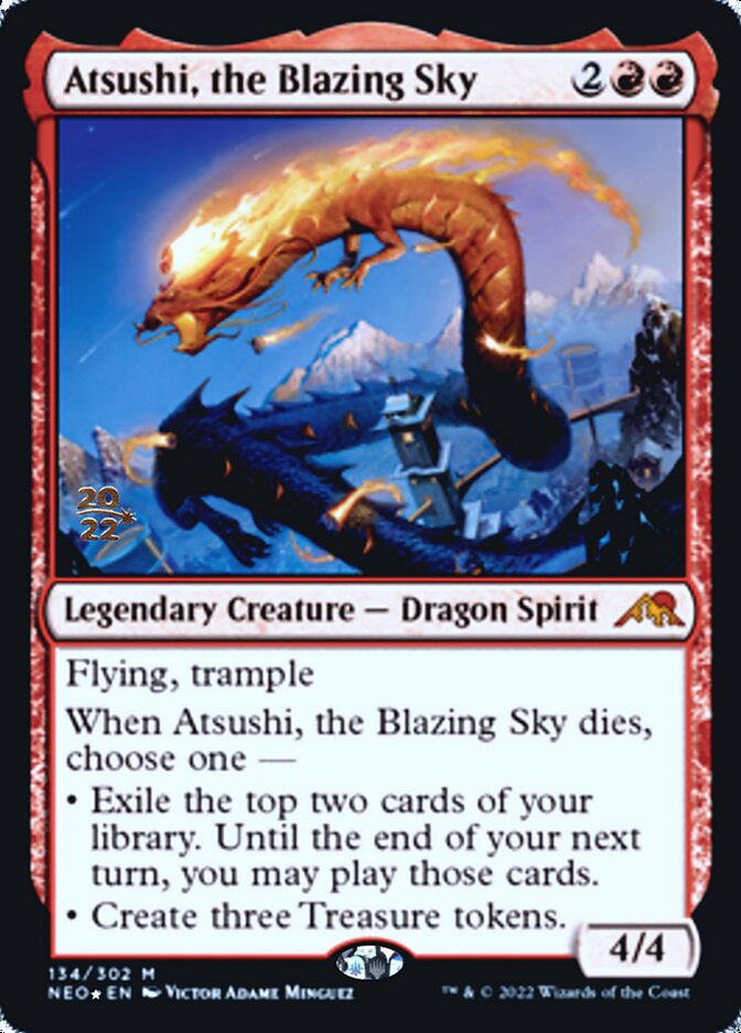 Atsushi, the Blazing Sky [Kamigawa: Neon Dynasty Prerelease Promos] - Destination Retro
