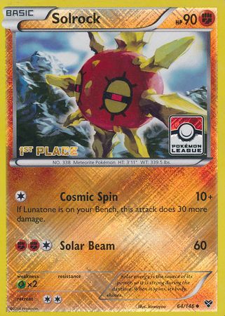 Solrock (64/146) (1st Place League Challenge Promo) [XY: Base Set] - Destination Retro