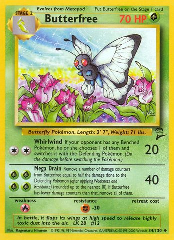 Butterfree (34/130) [Base Set 2] - Destination Retro