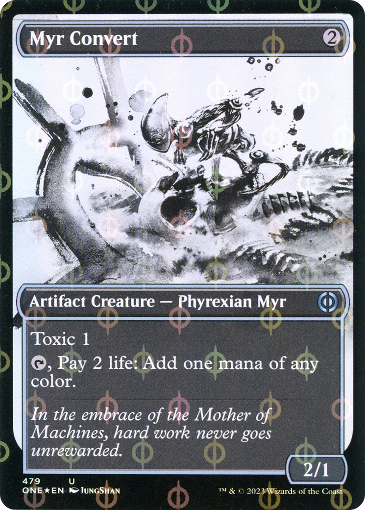 Myr Convert (Showcase Ichor Step-and-Compleat Foil) [Phyrexia: All Will Be One] - Destination Retro