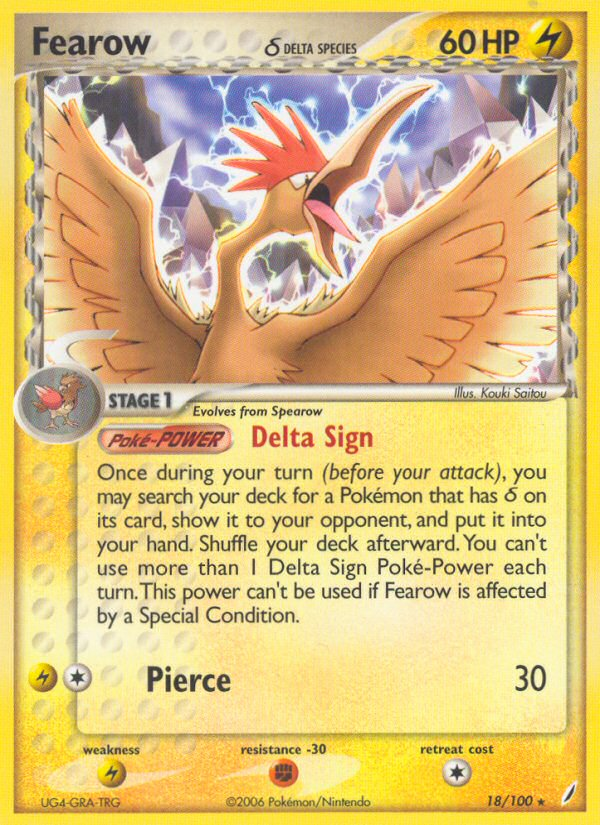 Fearow (18/100) (Delta Species) [EX: Crystal Guardians] - Destination Retro