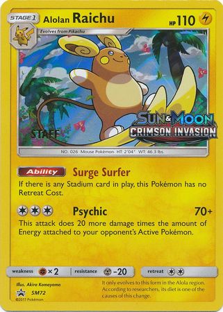 Alolan Raichu (SM72) (Staff Prerelease Promo) [Sun & Moon: Black Star Promos] - Destination Retro
