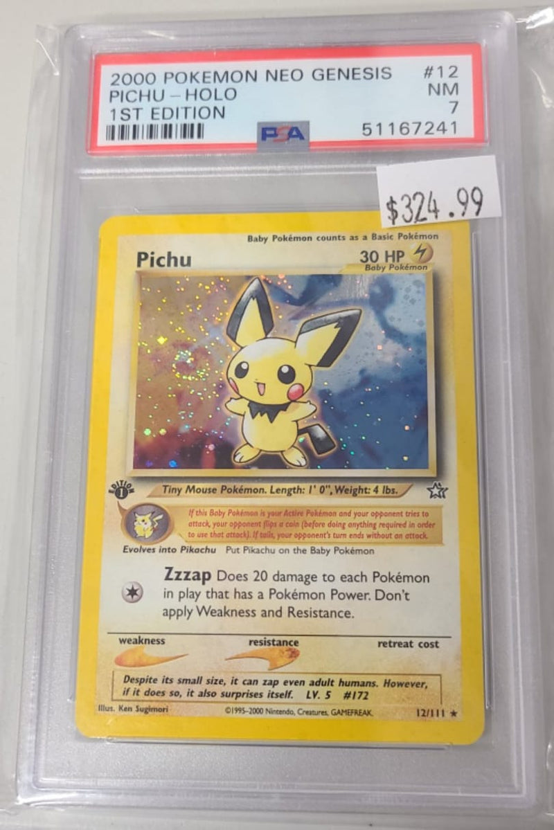 PSA - NM 7 - PICHU-HOLO 1ST EDITION - POKEMON NEO GENESIS 1ST EDITION 51167241 - Destination Retro