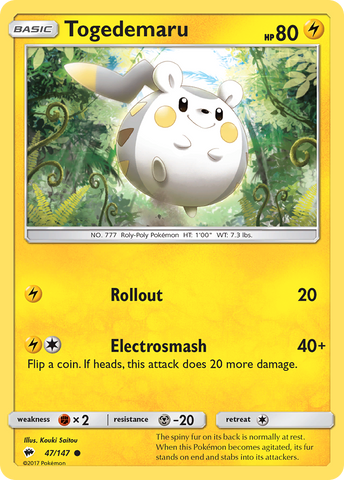 Togedemaru (47/147) [Sun & Moon: Burning Shadows] - Destination Retro