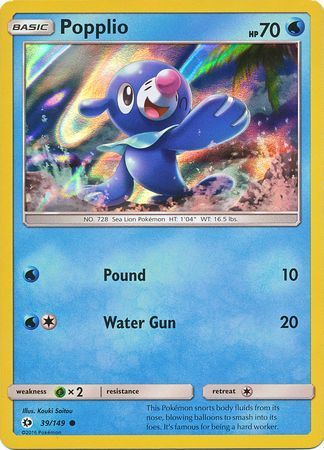 Popplio (39/149) (Water Web Holo) [Sun & Moon: Base Set] - Destination Retro