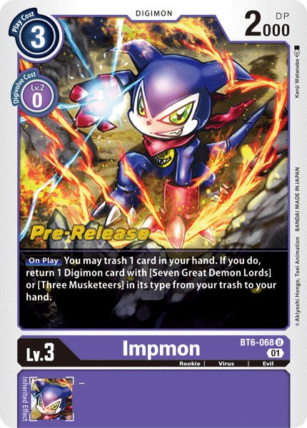 Impmon [BT6-068] [Double Diamond Pre-Release Cards] - Destination Retro
