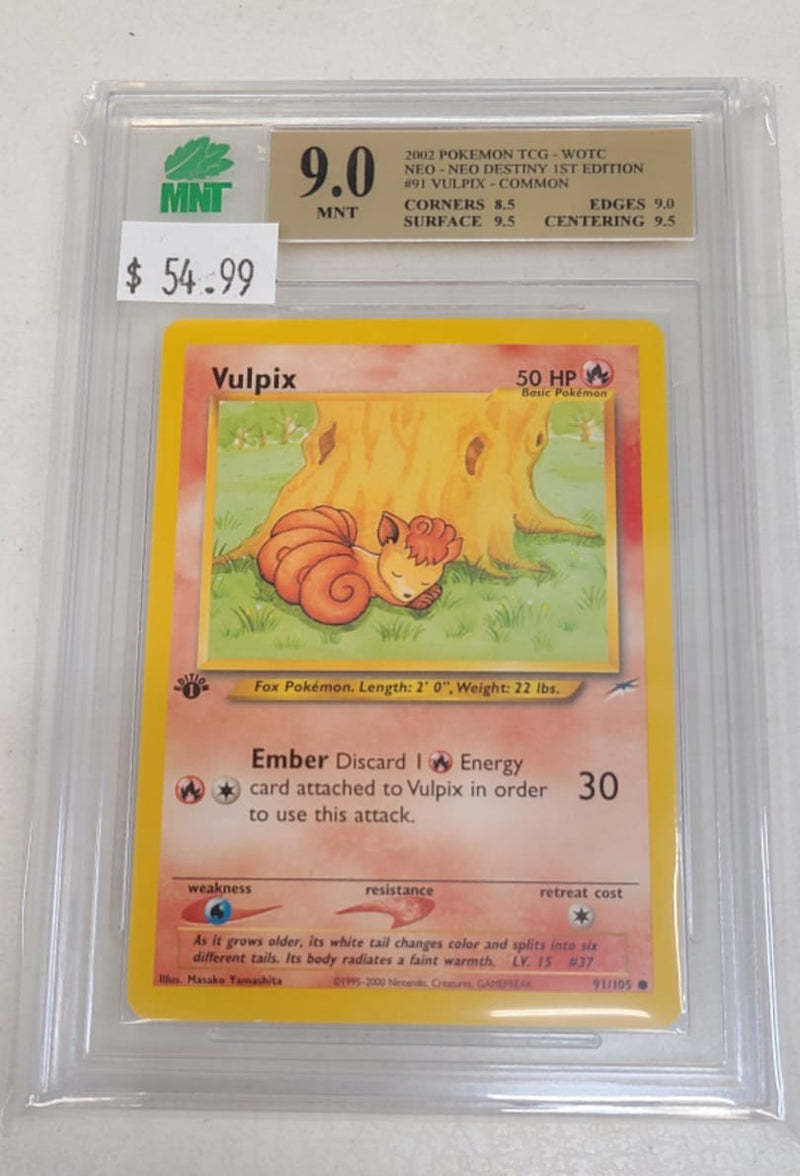 MNT - 9.0 -  Vulpix - Common - Pokemon TCG Neo Series Neo Destiny - 1st Edition - Destination Retro