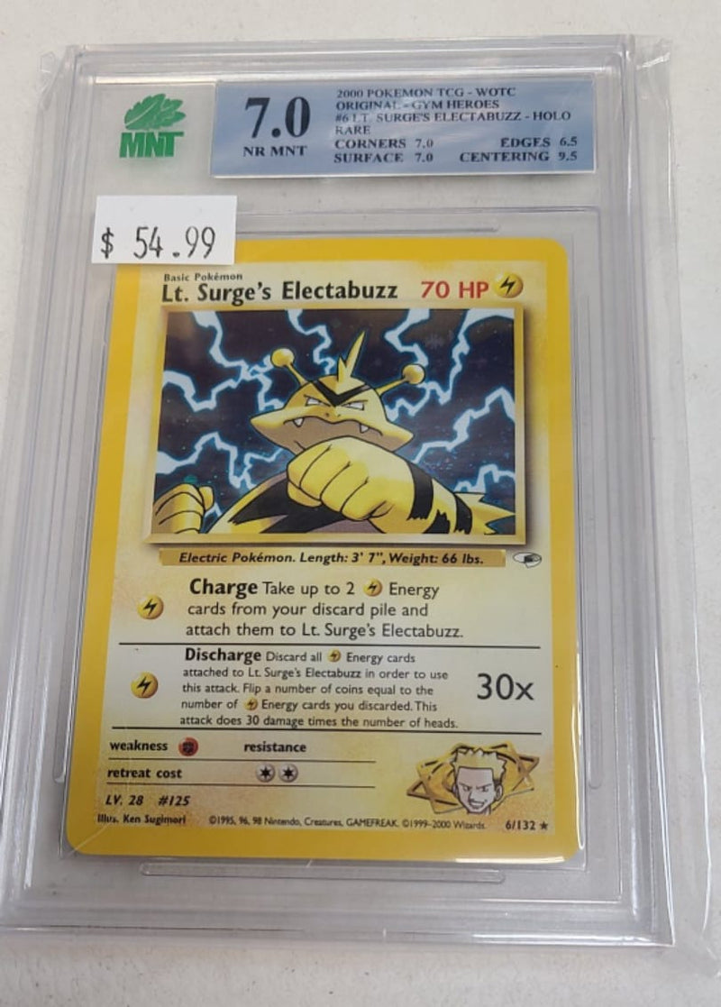 MNT - 7.0 -  Lt. Surges Electabuzz - Holo Rare - Pokemon TCG WOTC Original Series Gym Heroes - Destination Retro