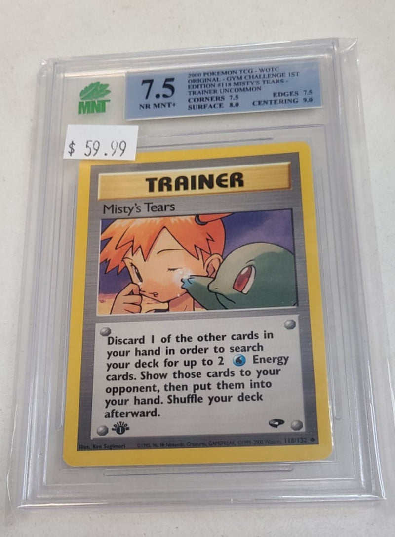 MNT - 7.5 -  Misty's Tears - Trainer Uncommon - Pokemon TCG WOTC Original Series Gym Challenge 1st Editon - Destination Retro