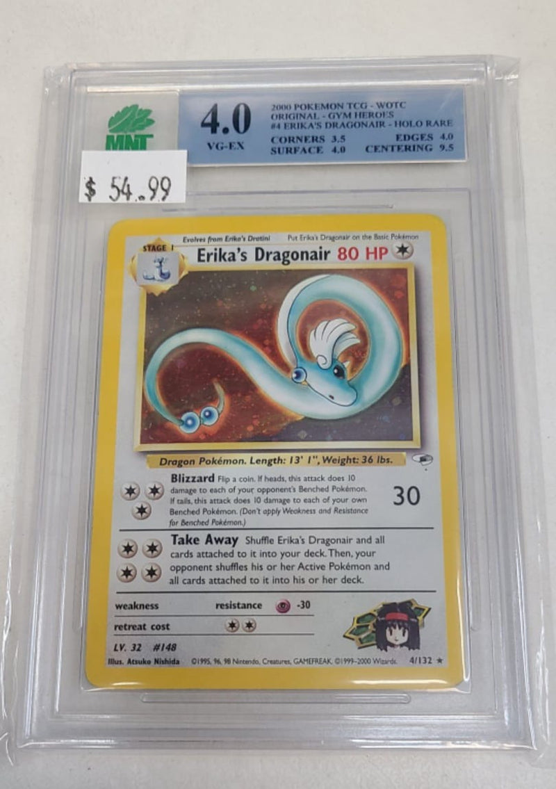 MNT - 4.0 - Erika's Dragonair - Holo Rare - Pokemon TCG WOTC Original Series Gym Heroes - Destination Retro